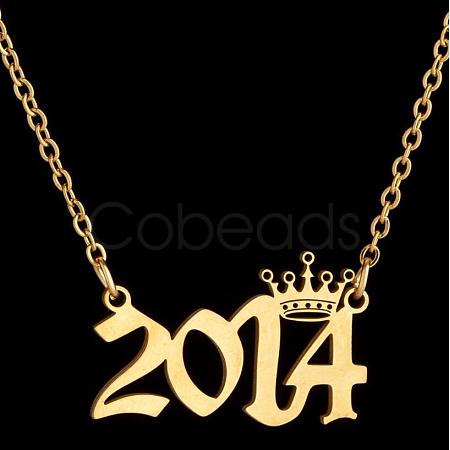 Crown Birth Year 201 Stainless Steel Pendant Necklaces for Women FS-WG4E8F2-35-1