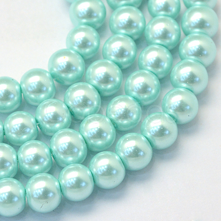 Baking Paint Pearlized Glass Pearl Round Bead Strands X-HY-Q003-4mm-45-1