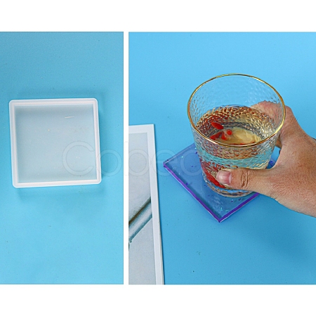 DIY Squre Coaster Silicone Molds DIY-P010-23-1