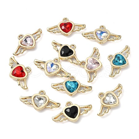 Golden Rack Plating Alloy Rhinestone Pendants PALLOY-F308-18G-1