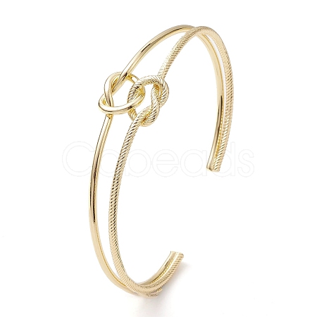 Brass Wire Wrap Knot Cuff Bangles BJEW-D039-38G-1