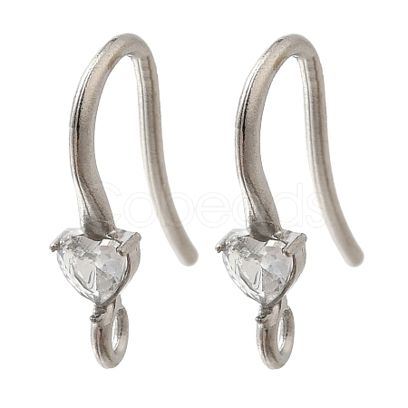 304 Stainless Steel Rhinestone Earring Hooks STAS-D310-01P-03-1