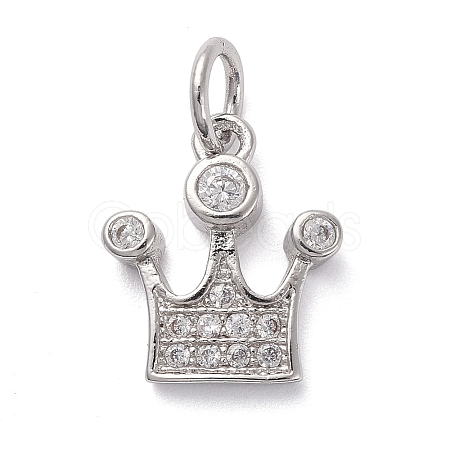 Brass Micro Pave Clear Cubic Zirconia Charms KK-I658-17P-1