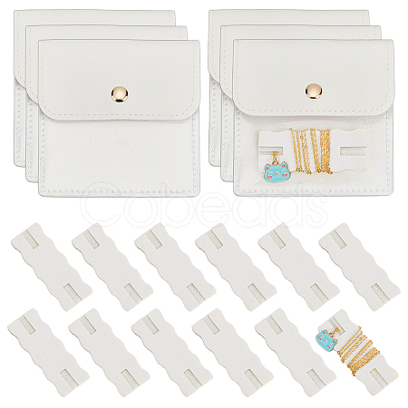 6Pcs Square PU Leather Jewelry Storage Bags with Iron Button ABAG-OC0001-18B-1