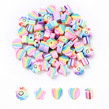35Pcs 5 Styles Handmade Polymer Clay Beads CLAY-YW0002-06-1