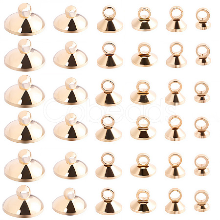 120Pcs 6 Styles Brass Bead Cap Pendant Bails DIY-SP0004-25LG-1