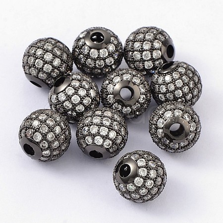 Brass Cubic Zirconia Beads ZIRC-D003-2B-1