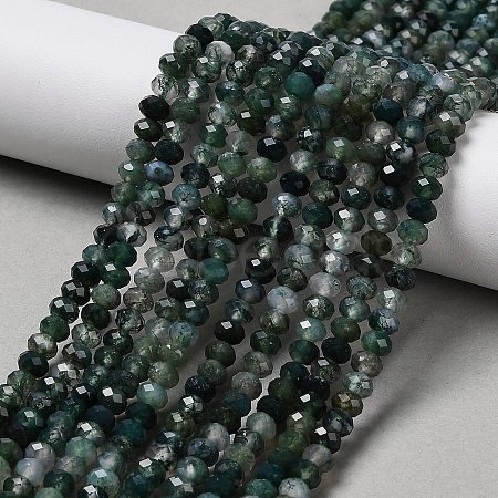 Natural Moss Agate Beads Strands G-C228-A01-3x4mm-1