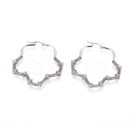 Non-Tarnish Long-Lasting Plated 304 Stainless Steel Wire Wrapped Hoop Earrings EJEW-D250-03A-P-1