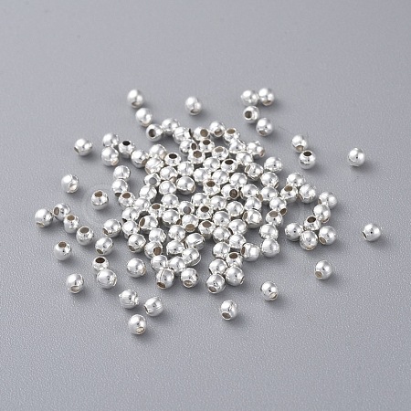 Silver Color Plated Round Iron Spacer Beads X-E004-S-1