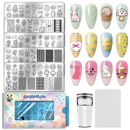 Stainless Steel DIY Nail Art Templates MRMJ-WH0098-055-1