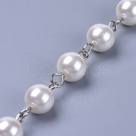 Handmade Dyed Glass Pearl Beaded Chains AJEW-JB00487-01-1