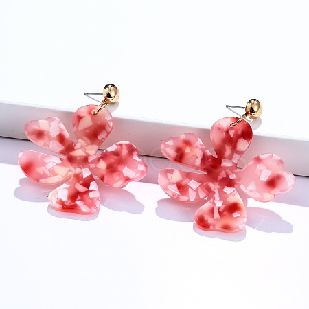 Alloy & Acrylic Dangle Stud Earrings FS-WG0D14E-01-1