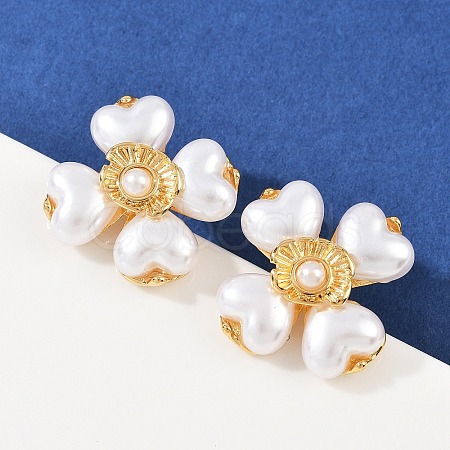 304 Stainless Steel Flower Stud Earrings LS-EJEW-A138-09G-1