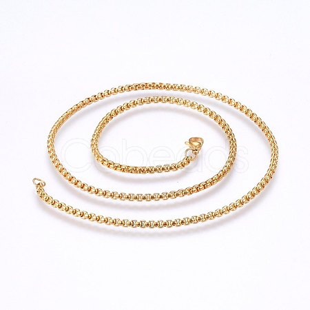 304 Stainless Steel Box Chain Necklaces NJEW-F227-09G-12-1