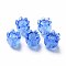 Transparent Handmade Bumpy Lampwork Beads, with Silver Glitter, Jellyfish, Royal Blue, 8~9x8mm, Hole: 1~1.5mm