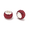 Rondelle Polymer Clay European Beads, Large Hole Beads, with Rhinestone & Alloy Core, Dark Red, 11.5x7.5mm, Hole: 5mm