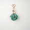 Satin Rose Pendant Decorations, with Heart Lobster Claw Clasps, Sea Green, 105mm