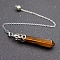 Natural Tiger Eye Dowsing Pendulums, with Alloy Findings, Cone, 510~800mm