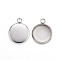 Non-Tarnish 304 Stainless Steel Pendant Cabochon Settings, Plain Edge Bezel Cups, Flat Round, Stainless Steel Color, Tray: 10mm, 15x12x2mm, Hole: 2mm