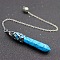 Synthetic Blue Turquoise Dowsing Pendulums, with Alloy Findings, Cone, 510~800mm