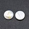 Shell Cabochons, with Resin, Flat Round with Arabic Alphabet, White, 9.5~10x1.5~2.5mm