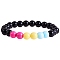 Acrylic Round Beaded Stretch Bracelet for Women, Sky Blue, Inner Diameter: 2-1/8 inch(5.3cm)