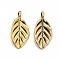 Tibetan Style Alloy Pendants, Leaf, Cadmium Free & Nickel Free & Lead Free, Antique Golden, 16x8x1mm, Hole: 2mm.