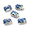 Light AB Style Glass Rhinestone Cabochons, Flat Back & Back Plated, Rectangle, Bermuda Blue, 14x10x5.4mm