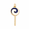 Brass Enamel Pendants, with Jump Ring, Cadmium Free & Nickel Free & Lead Free, Lollipop, Real 16K Gold Plated, Blue, 30x12.5x1.5mm, Jump Ring: 5x1mm, 3mm inner diameter