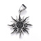 316 Surgical Stainless Steel Rhinestone Pendants, Sun, Antique Silver, 39x34.5x5mm, Hole: 7x10mm