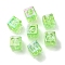 UV Plating Rainbow Iridescent Acrylic Beads, Square, Lime, 12x12x12mm, Hole: 7mm