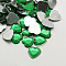 Imitation Taiwan Acrylic Rhinestone Cabochons, Flat Back & Faceted, Heart, Sea Green, 12x12x2.5mm, about 500pcs/bag