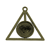Tibetan Style Alloy Triangle Deathly Hallows Pendant Cabochon Settings TIBEP-322-AB-FF-1