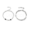 2Pcs 2 Styles 304 Stainless Steel Cable & Paperclip Chain Bracelets Multi-layered Bracelets BJEW-JB12331-2