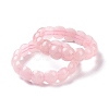 Natural Rose Quartz Half Round Beaded Stretch Bracelet BJEW-P270-01-1