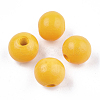 Painted Natural Wood Beads WOOD-S049-05I-1