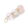 3Pcs 3 Styles Natural Rose Quartz and Shell Pearl & Glass Pendants PALLOY-JF04786-01-5