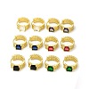 Glass Square Hoop Earrings EJEW-E270-01G-1