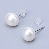 Natural Pearl Ear Studs X-EJEW-R133-07-3
