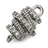 Brass Micro Pave Clear Cubic Zirconia Hollow Oval Connector Charms KK-A230-05C-P-2