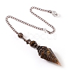 Natural Tiger Eye & Resin Hexagonal Pointed Dowsing Pendulums PW-WG7D05E-01-1