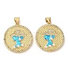 Rack Plating Brass Micro Pave Cubic Zirconia Pendants KK-P268-07G-2