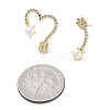 Clear Cubic Zirconia Arrow & Heart Asymmetrical Earrings with Natural Pearl Beaded EJEW-T019-06G-5