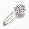 Brass Micro Pave Cubic Zirconia Safety Brooch X-JEWB-I010-08P-1
