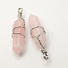Natural Rose Quartz Double Terminated Pointed Pendants G-J062-04P-1