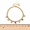 304 Stainless Steel Rhinestone Heart Charm Bracelets BJEW-V011-01G-01-2