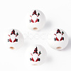 Painted Natural Wood Round Beads WOOD-N006-177-2