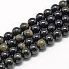 Natural Golden Sheen Obsidian Beads Strands G-R446-6mm-22-1