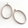 Matte Style Rack Plating Alloy Oval Open Back Bezel Pendants PALLOY-S047-26A-FF-1